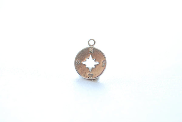 Sterling Silver Small Compass Charm- 925 Sterling Silver Compass, Sterling Silver Disc Charm, True North Charm, Wholesale Findings, 247 - HarperCrown