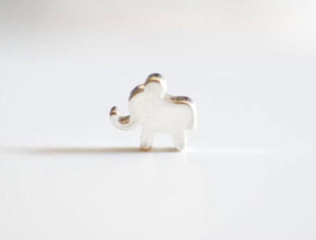 Sterling Silver Small Elephant Charm - 925 sterling silver elephant bead, silver elephant, elephant charm, Vermeil Supplies, Beads, 100 - HarperCrown