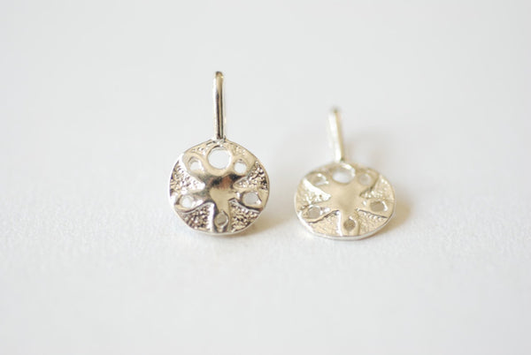 Sterling Silver Small Sand Dollar Charm with Bail- 925 Silver Sea Shell, Sterling Silver Starfish Charm, Silver Beach Nautical Charms, 188 - HarperCrown