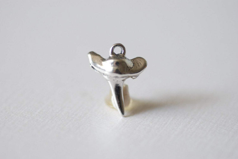 Sterling Silver Small Shark Tooth Pendant, Small Silver Shark tooth charm, Vermeil shark tooth - HarperCrown