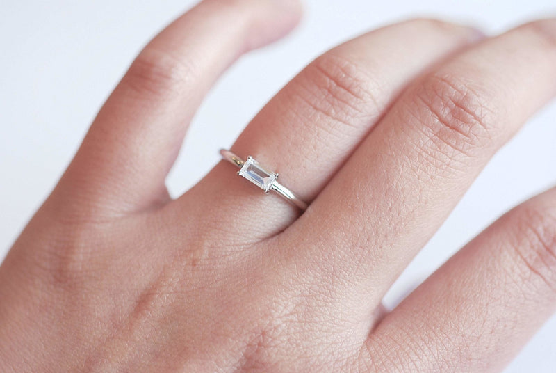 Sterling Silver Stacking Ring, Bar Ring, Solitaire Ring, Cushion Cut Ring, CZ Bar Ring, Eternity Ring, Wedding Ring, Round, Square CZ Stone - HarperCrown