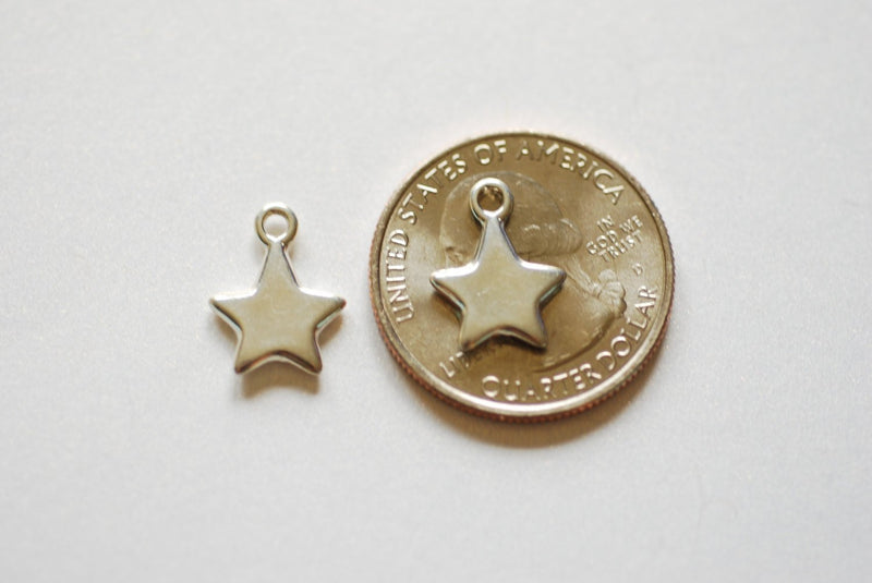 Sterling Silver Star Charm Pendant- 925 Silver Star Charm, Sterling Silver Stamping Star Blanks, Silver Flat Star Charm, Wholesale - HarperCrown