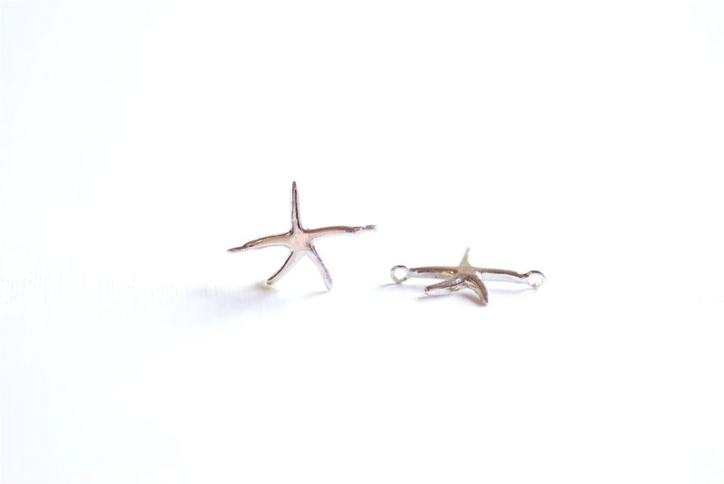 Sterling Silver Starfish Connector Charm- 925 Silver Stamped Starfish Charm Pendant, Sterling Silver Starfish Connector Link Spacer, 283 - HarperCrown