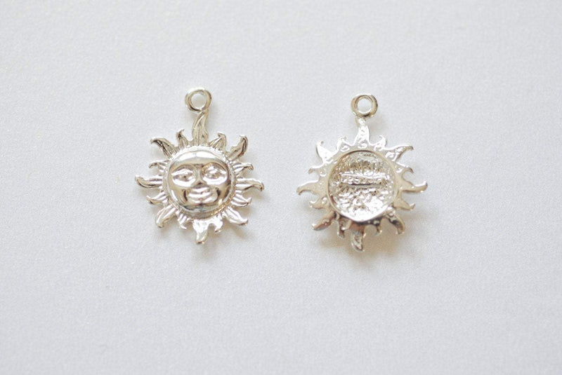 Sterling Silver Sunshine Charm - 925 Sterling Silver Charm, Sun with rays pendant, Silver Sun Charm, Sterling Silver Sun Pendant, 159 - HarperCrown