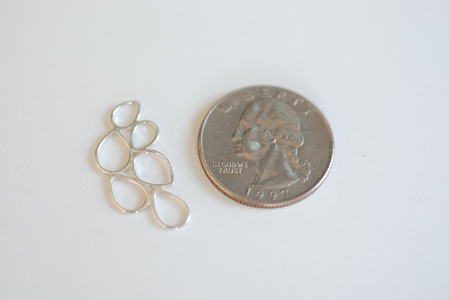 Sterling Silver Tear Drop Bubble Connector - 925 Bubble Connector Link Spacer, Sterling Silver Tear drop Charm, Geometric - HarperCrown