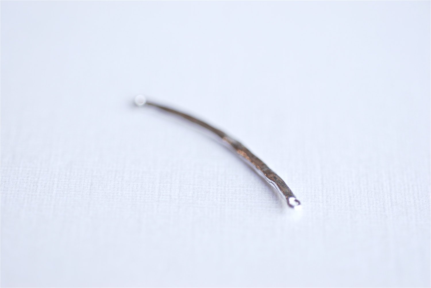 Sterling Silver Thin Skinny Hammered Bar Connector- 925 Silver Hammered Bar Connector Link Spacer, Silver Bow, Curved Bar Connector, 293 - HarperCrown