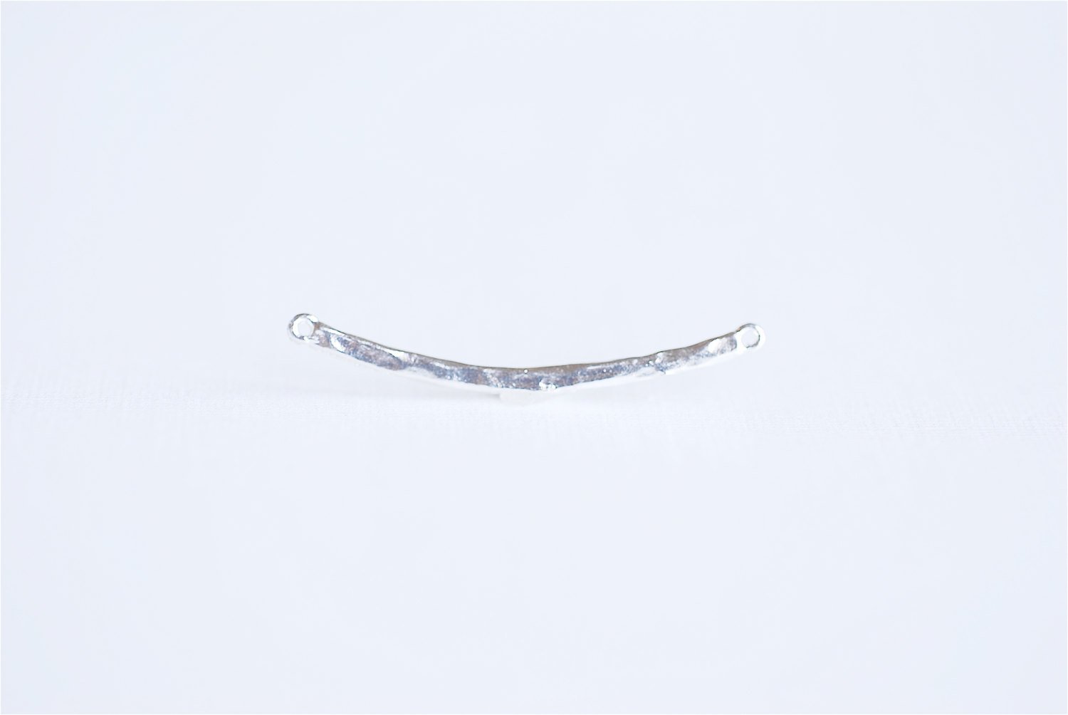 Sterling Silver Thin Skinny Hammered Bar Connector- 925 Silver Hammered Bar Connector Link Spacer, Silver Bow, Curved Bar Connector, 293 - HarperCrown