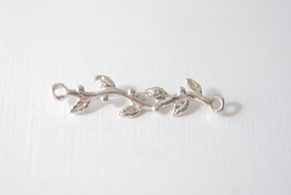 Sterling Silver Tree Branch Connector, Tree Branch Charm, Vine, Leaf Branch, Vine with Leaves, Family Tree, Gold Branch, Silver Rose thorn - HarperCrown