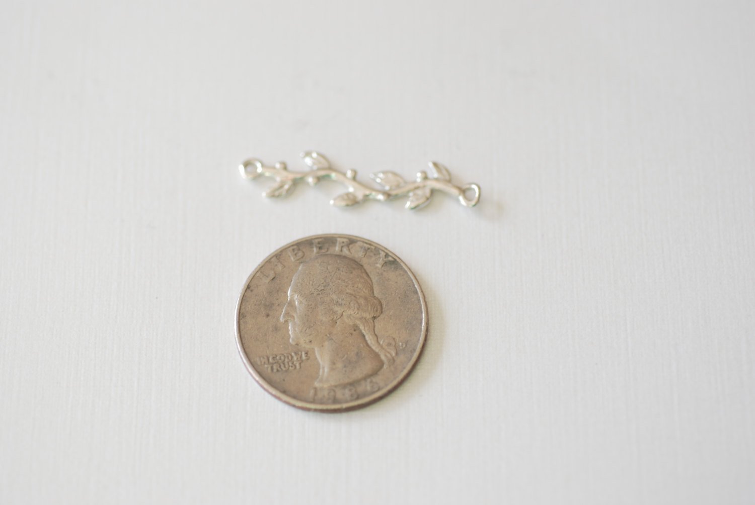 Sterling Silver Tree Branch Connector, Tree Branch Charm, Vine, Leaf Branch, Vine with Leaves, Family Tree, Gold Branch, Silver Rose thorn - HarperCrown