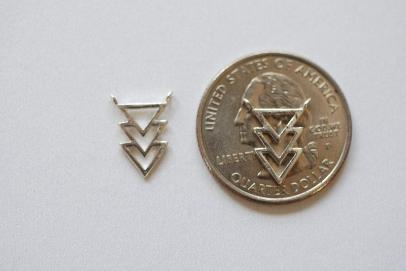 Sterling Silver Triangle Connector- 925 Silver Chevron Triangle Charm, Silver Arrow Charm, Silver Triangle connector, Wholesale Beads, 93 - HarperCrown