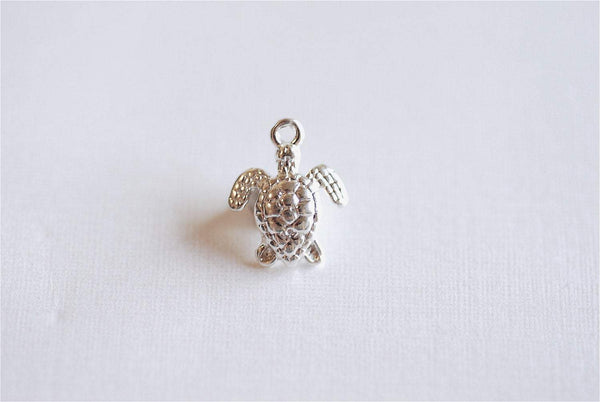 Sterling Silver Turtle Charm Pendant- 925 Stamped Silver Small Turtle, Ocean Sea Turtle Charm, Hawaiian Honu Sea Turtle, Marine Sea life,287 - HarperCrown