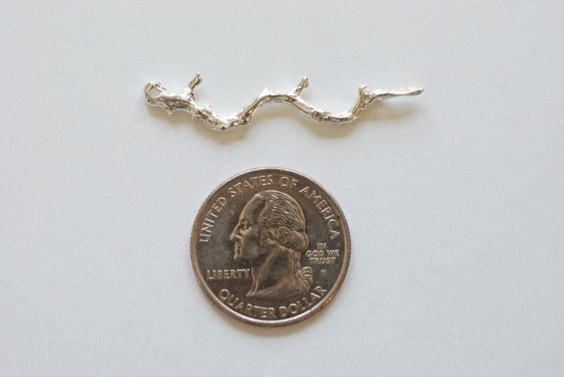 Sterling Silver Twig Branch Connector Pendant- 925 silver branch charm connector, branch connector, large branch, Wholesale Beads - HarperCrown