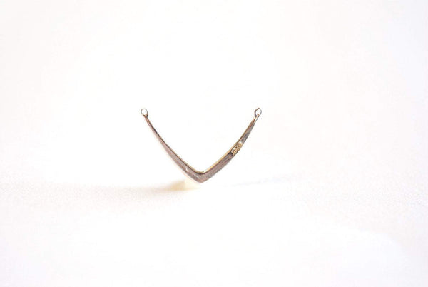Sterling Silver V Shaped Pendant- 925 Sterling Silver Arrow Arrowhead Charm, Silver V Shaped Connector Charm, Triangle Connector Link, 319 - HarperCrown