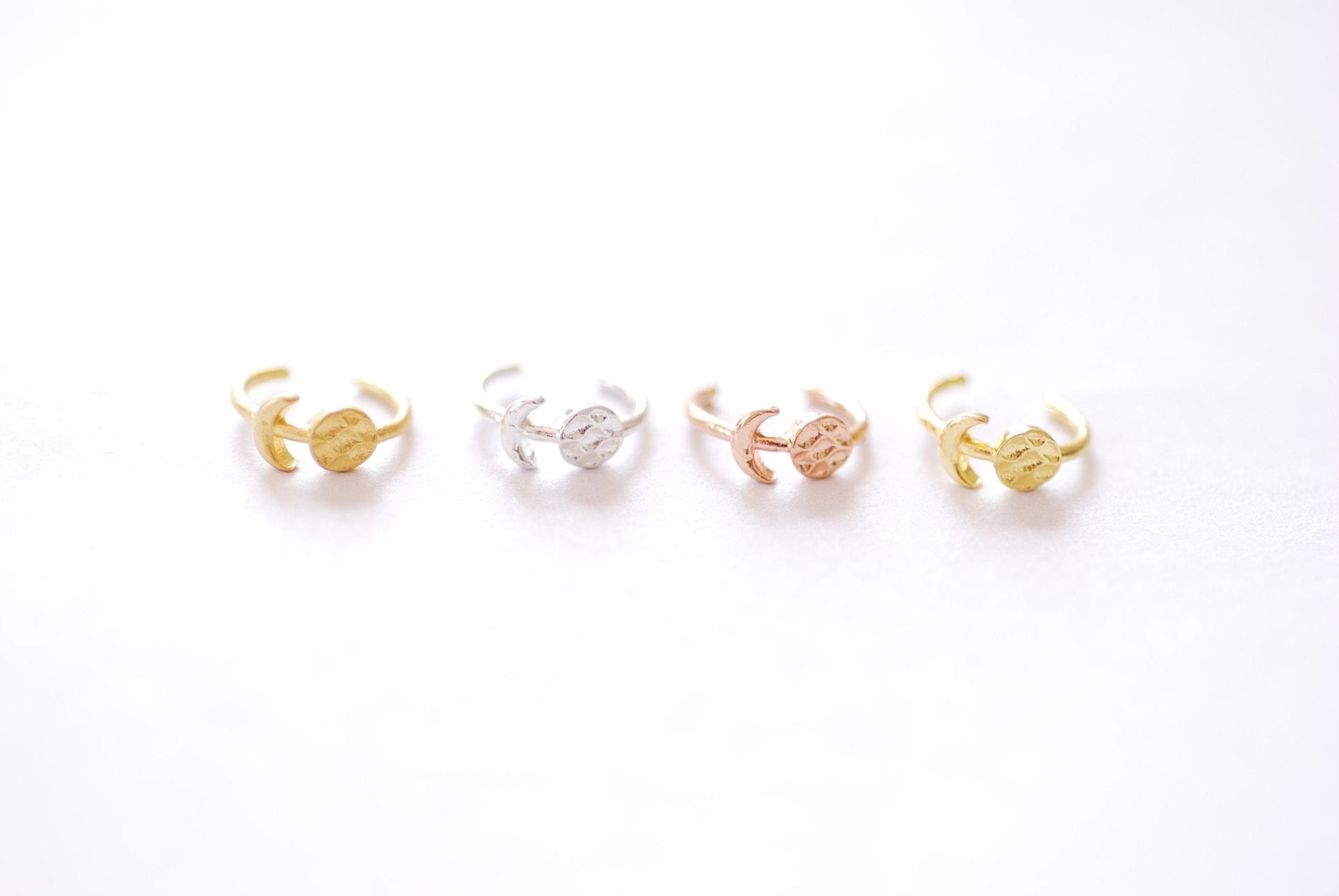Sun and Moon Ear Cuff - 925 Sterling Silver or Vermeil 18k Gold Rose Gold Ear Wrap Non Pierced Hammered Ear Cuff Cartilage Clip on earrings - HarperCrown