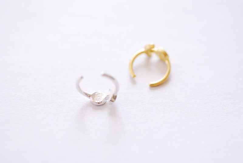 Sun and Moon Ear Cuff - 925 Sterling Silver or Vermeil 18k Gold Rose Gold Ear Wrap Non Pierced Hammered Ear Cuff Cartilage Clip on earrings - HarperCrown