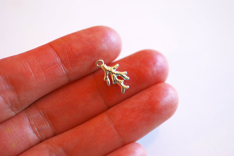 Tiny Coral Branch Charm Sterling Silver, 925 Sterling Silver Charms, Coral Reef Charm, Barrier Reef Charm, snorkeling charm, sea life, 114 - HarperCrown