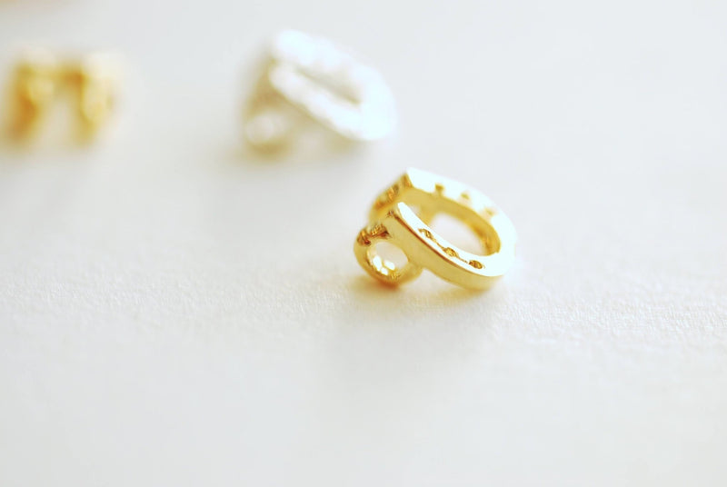 Tiny Horseshoe Connector Bead Charm- Vermeil, 22k Gold plated over 925 Sterling Silver, Rose Gold, Horseshoe connector, Horseshoe Charm, 265 - HarperCrown