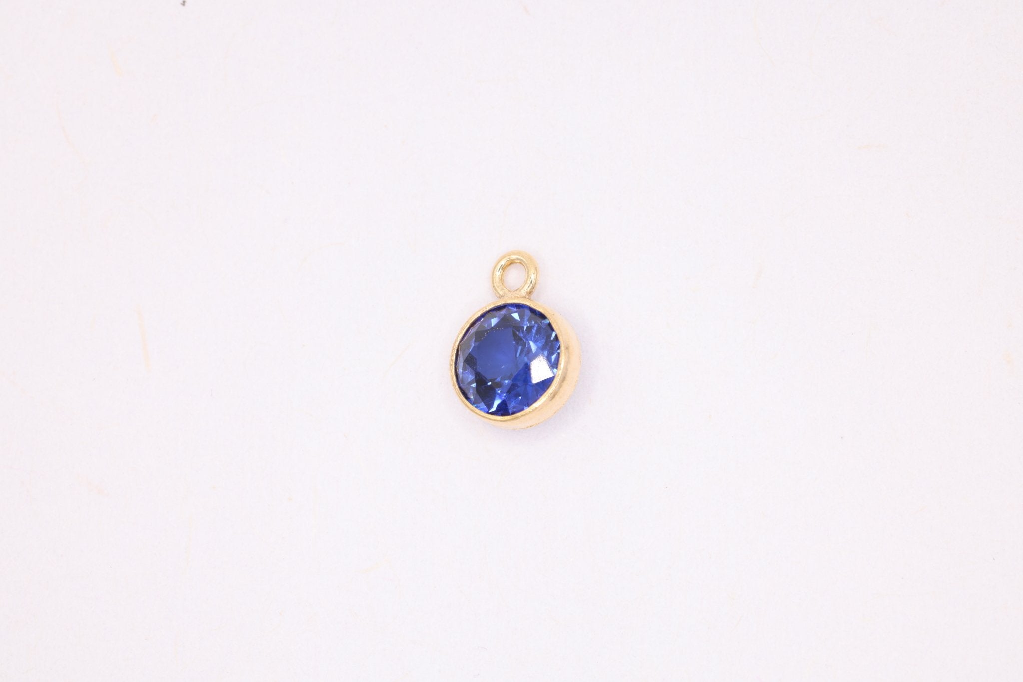 Topaz Birthstone CZ Gold-Filled Wholesale Drop Charm, December Birthstone, Horizontal Bail - HarperCrown