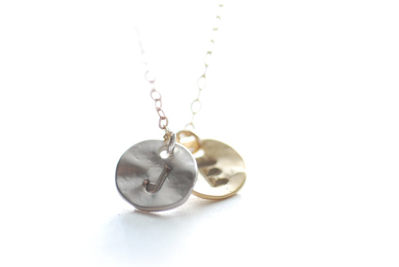 Two Initial Necklace- Personalized Initials, Initial disc,Letter Necklace,Personalized Charm,Round disc Necklace,Dainty Jewelry Heirloometsy - HarperCrown