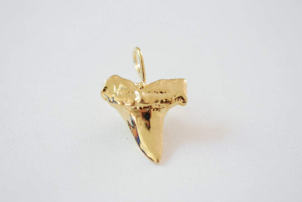 Vermeil Glossy Gold Shark Tooth Pendant, Vermeil gold shark tooth charm,18kt gold plated over sterling silver, vermeil supplies - HarperCrown