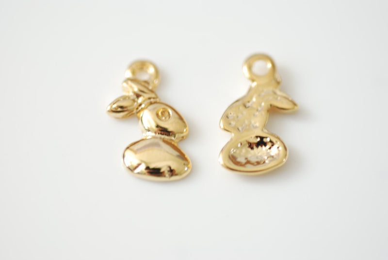 Vermeil Gold Bunny Rabbit Charm, 18k gold plated over Sterling Silver, Gold Animal charm, Rabbit pendant, Silver Bunny Rabbit Charm, 59 - HarperCrown