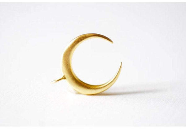 Vermeil Gold Crescent Moon Charm- 18k gold plated over sterling silver half moon charm pendant, Matte Gold Crescent Moon, Gold Tusk Charm, 1 - HarperCrown
