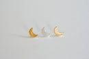 Vermeil Gold Crescent Moon Charm- 18k gold plated over sterling silver half moon charm pendant, Matte Gold Crescent Moon, Gold Tusk Charm - HarperCrown