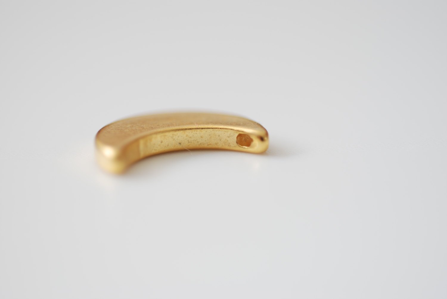 Vermeil Gold Crescent Moon Charm- 18k gold plated over sterling silver half moon charm pendant, Matte Gold Crescent Moon, Gold Tusk Charm - HarperCrown