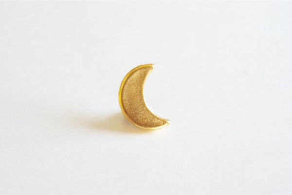 Vermeil Gold Crescent Moon Charm- 18k gold plated over sterling silver half moon charm pendant, Matte Gold Crescent Moon, Gold Tusk Charm - HarperCrown