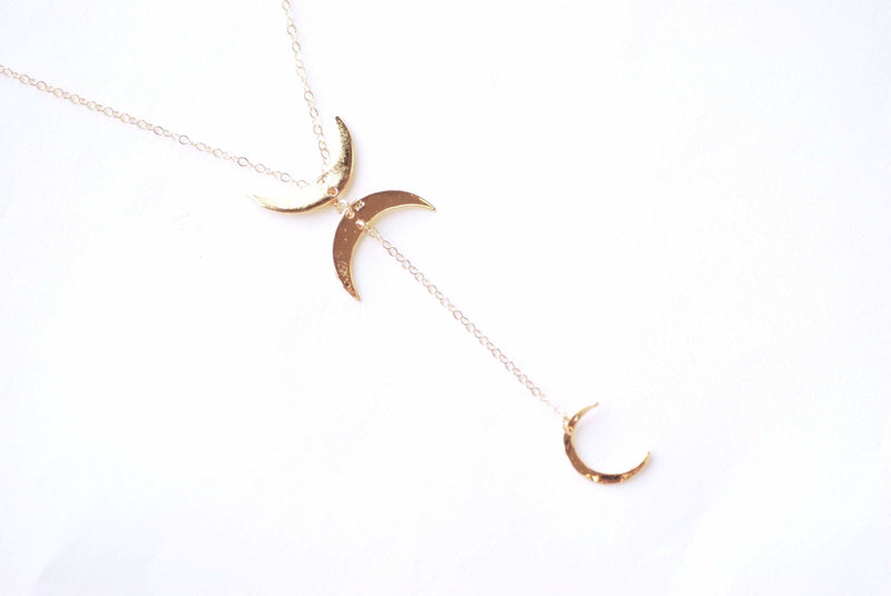 Vermeil Gold Crescent Moon Link Connector - 18k Gold plated over 925 Sterling silver Moon Half Moon Waning Moon Celestial Two Holes - HarperCrown