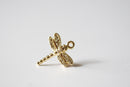 Vermeil Gold Dragonfly Charm, 18k gold plated over sterling silver Insect Charm, Gold Wings Charm - HarperCrown