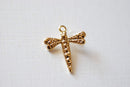 Vermeil Gold Dragonfly Charm, 18k gold plated over sterling silver Insect Charm, Gold Wings Charm, artisan organic nature insect wholesale - HarperCrown