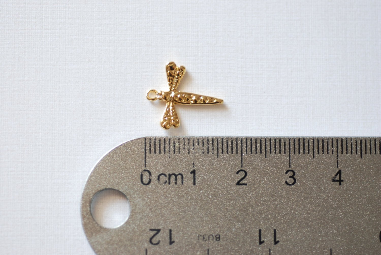 Vermeil Gold Dragonfly Charm, 18k gold plated over sterling silver Insect Charm, Gold Wings Charm, artisan organic nature insect wholesale - HarperCrown