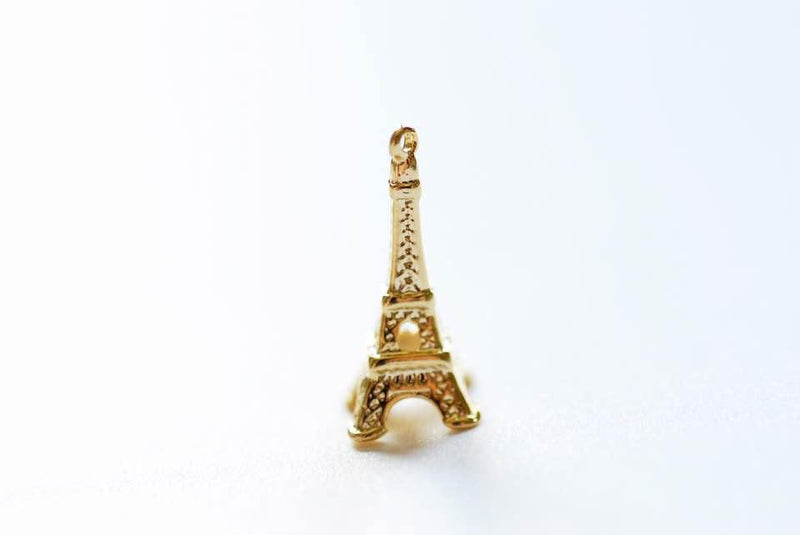 Vermeil Gold Eiffel Tower Charm - 18k gold plated over Sterling Silver, Gold Eiffel Tower Pendant, Paris Charm, Paris Pendant, France Charm - HarperCrown