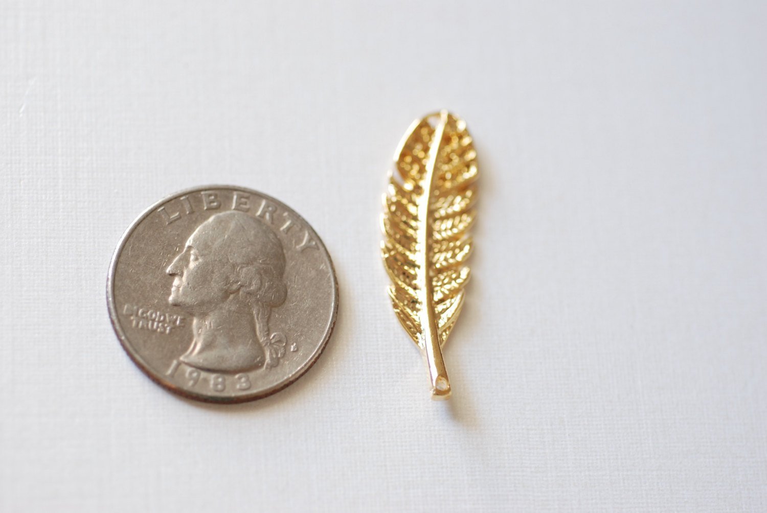 Vermeil Gold Feather Leaf Connector Pendant- 18k gold plated over Sterling Silver, Gold Leaf Connector, Gold Flower Connector Link Spacer - HarperCrown