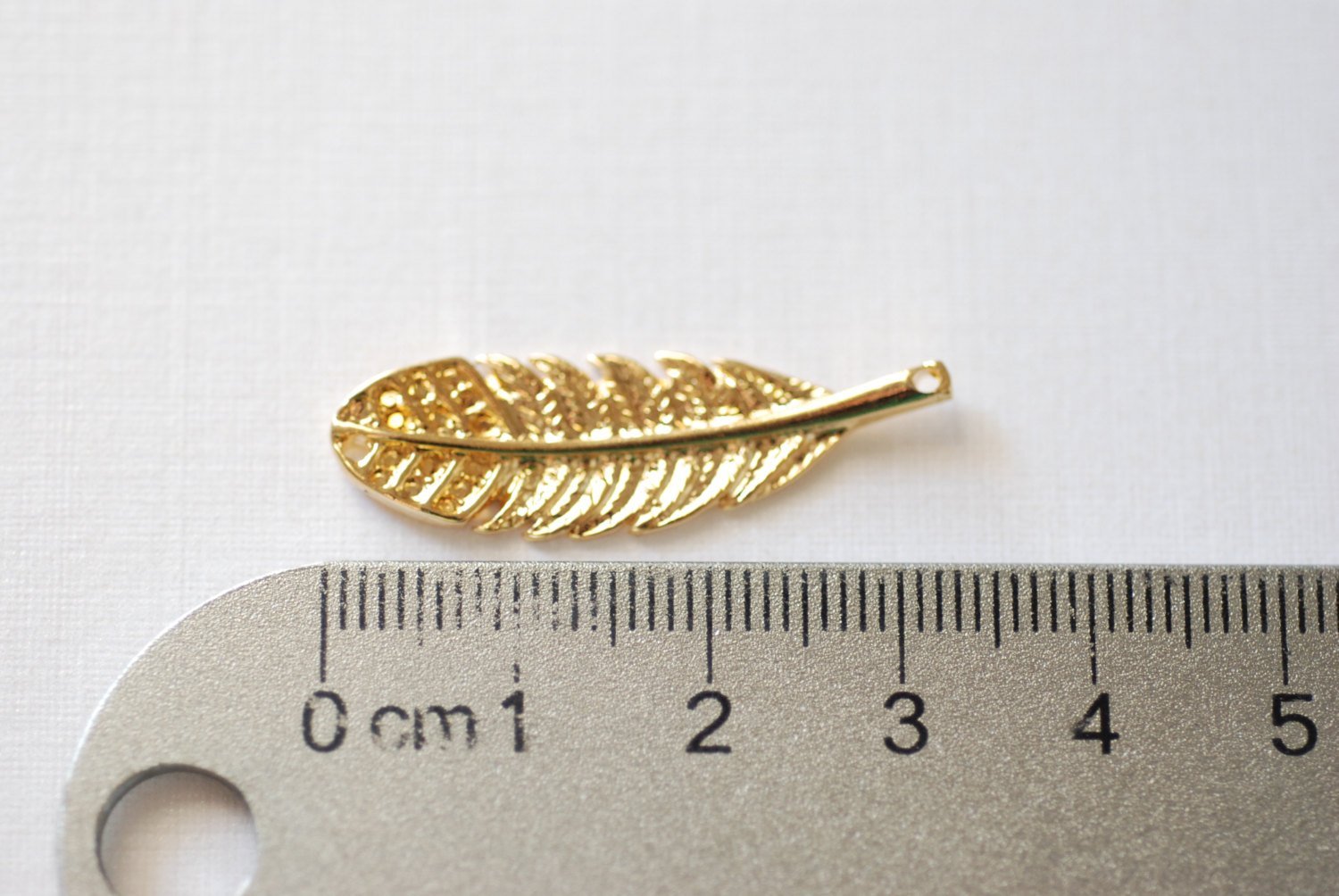 Vermeil Gold Feather Leaf Connector Pendant- 18k gold plated over Sterling Silver, Gold Leaf Connector, Gold Flower Connector Link Spacer - HarperCrown