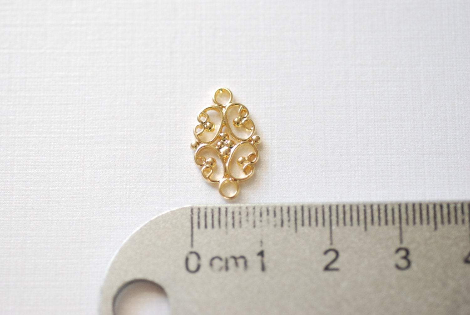 Vermeil Gold Flower Spacer, Connector and Link, Chandelier Earrings Parts- 18k gold plated over sterling silver, Filigree Connector, 291 - HarperCrown