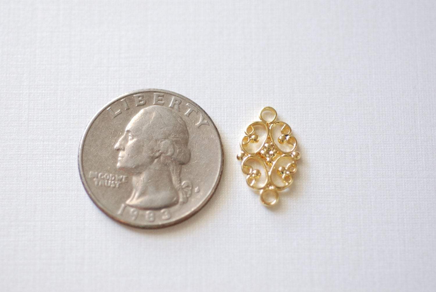 Vermeil Gold Flower Spacer, Connector and Link, Chandelier Earrings Parts- 18k gold plated over sterling silver, Filigree Connector, 291 - HarperCrown