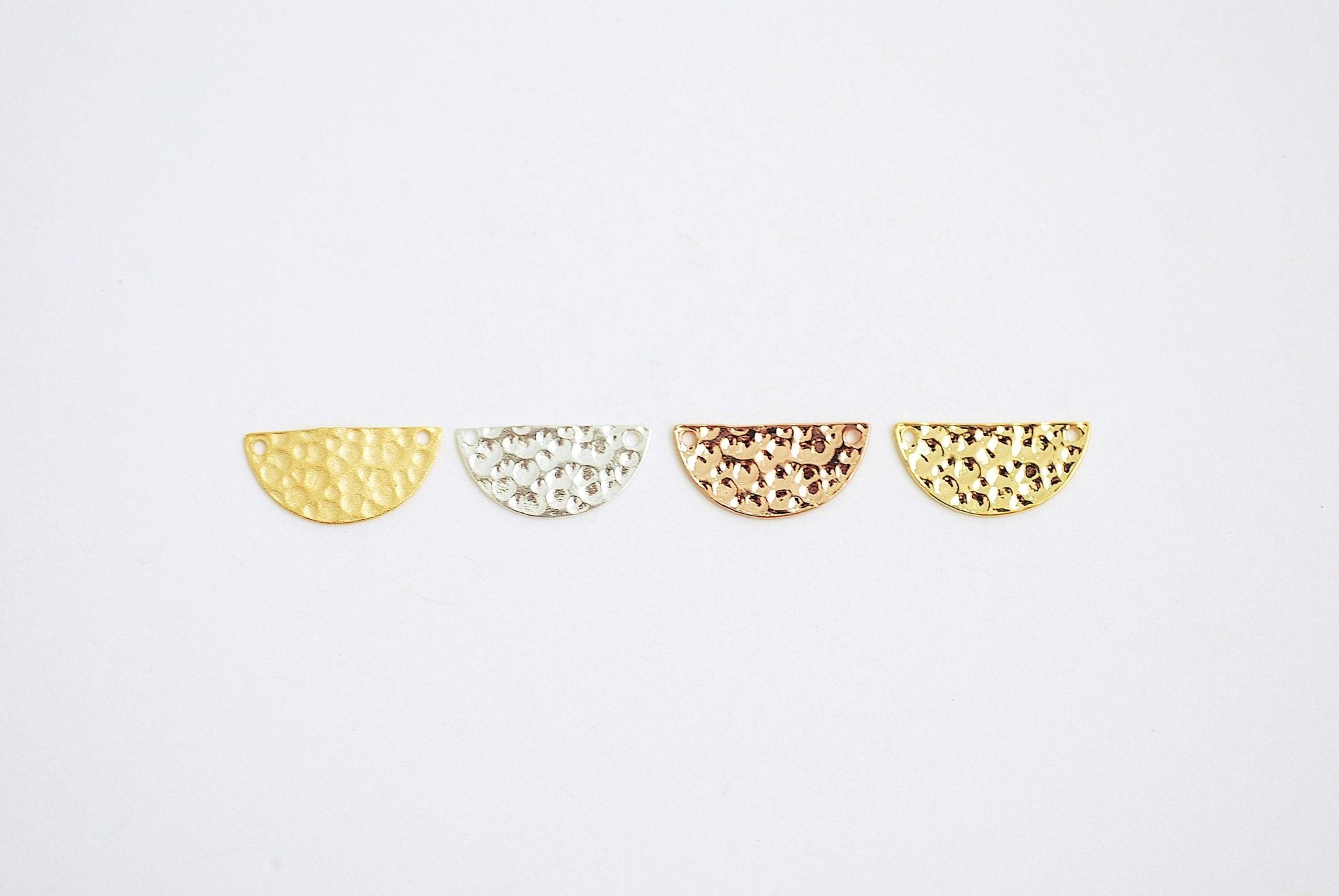 Vermeil Gold Half Circle Connector Charm- 22k Gold plated over Sterling Silver, Half Moon Crescent Blank Stamping charm, Spacer, Link, 386 - HarperCrown