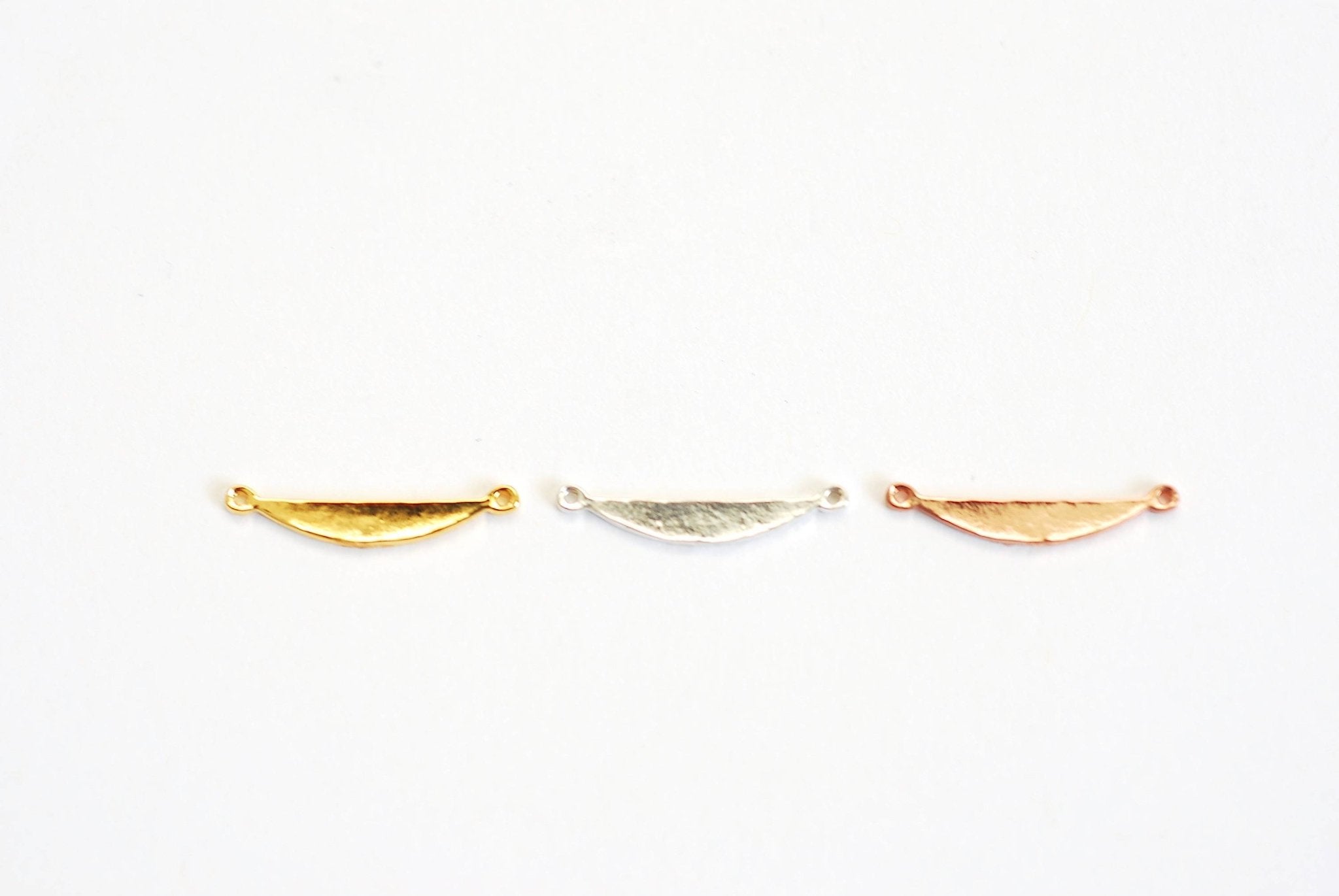 Vermeil Gold Half Moon Connector Charm- 22k Gold plated Sterling Silver, Rose Gold, Crescent Moon Connector, Spacer, Semicircle Link, 387 - HarperCrown