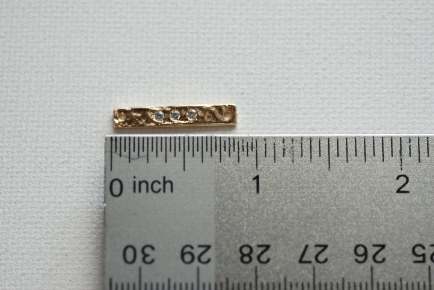 Vermeil gold hammered Bar connector charm- 18k gold plated Gold Bar Pendant, Bar with Crystals, Rectangle Bar with CZ stones Connector Link - HarperCrown