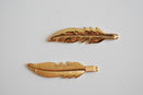 Vermeil Gold Large Feather Pendant - 18k gold plated over sterling silver, large feather charm, Gold Feather Charm, Vermeil Gold Leaf - HarperCrown