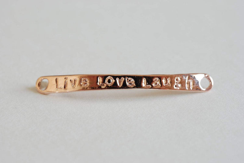 Vermeil Gold Live love Laugh, 18k gold over 925 sterling silver bar "live love laugh" gold bar connector, vermeil curve connector - HarperCrown