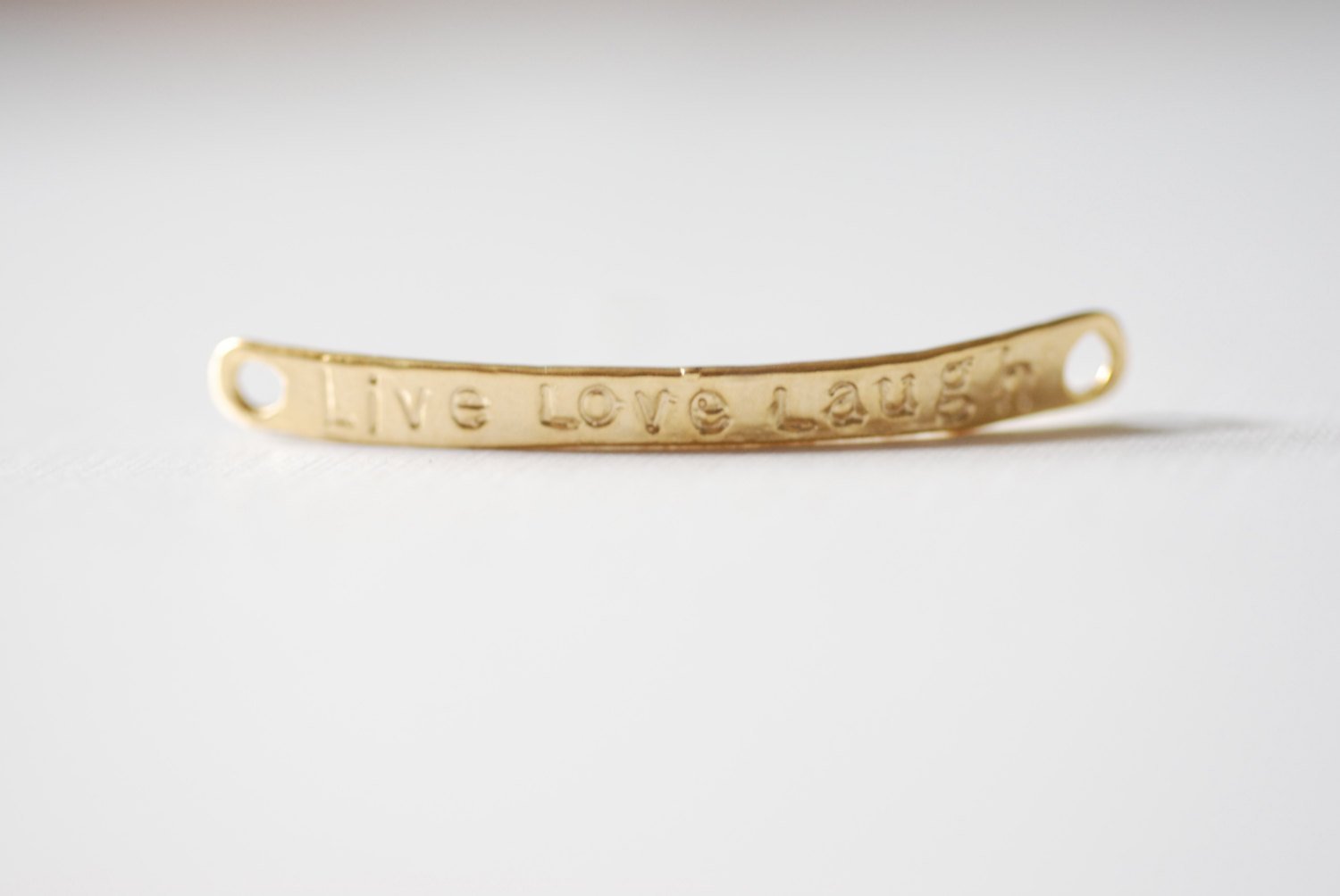 Vermeil Gold Live love Laugh, 18k gold over 925 sterling silver bar "live love laugh" gold bar connector, vermeil curve connector, Matte, 22 - HarperCrown
