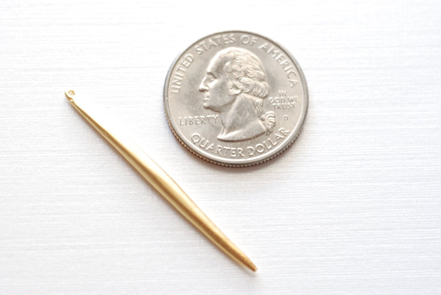 Vermeil Gold Matte Skinny Needle-Vermeil Medium Spike Needle Dagger, long and thin dagger spear spike pendant, needle, vermeil needle, 11 - HarperCrown