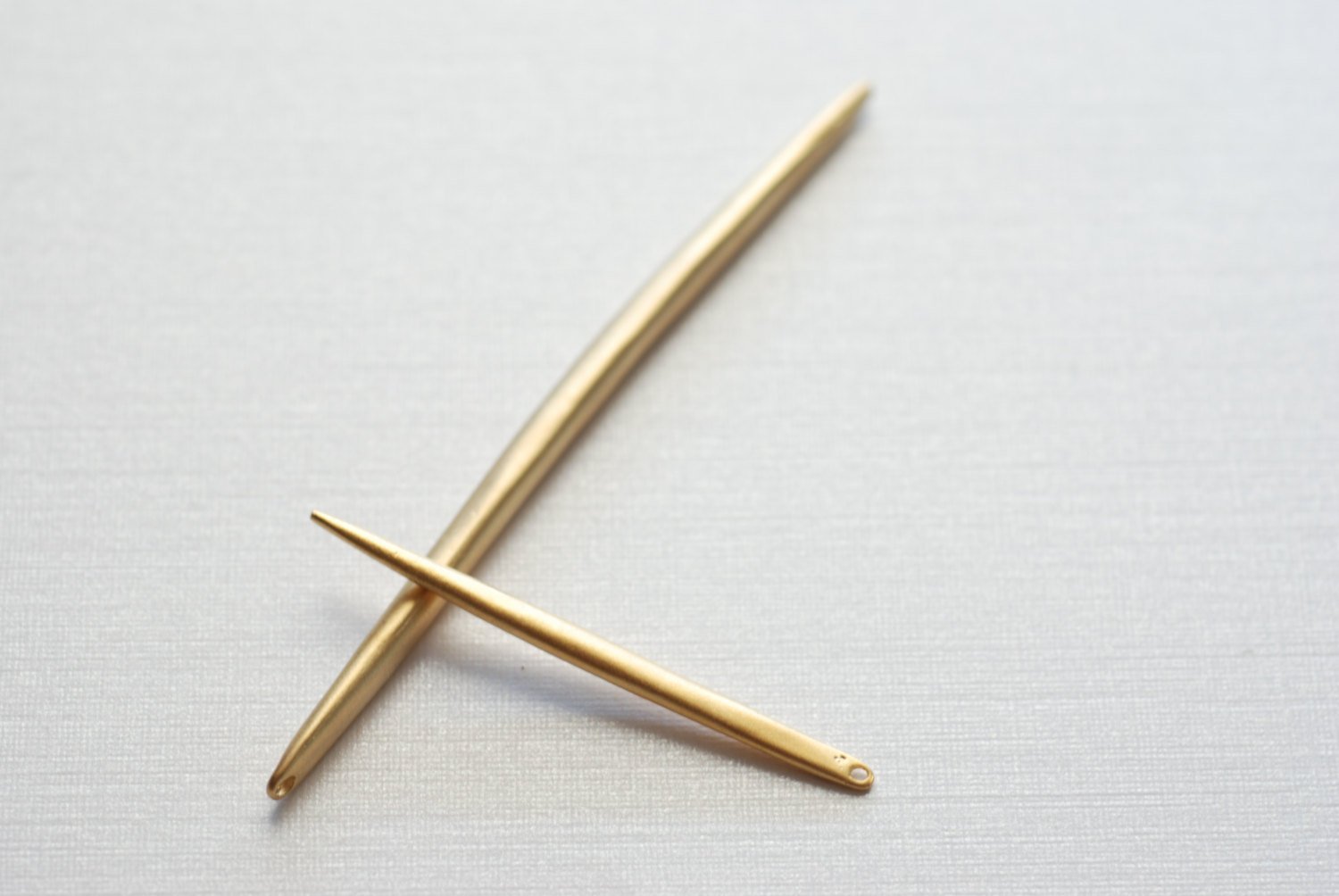 Vermeil Gold Matte Skinny Needle-Vermeil Medium Spike Needle Dagger, long and thin dagger spear spike pendant, needle, vermeil needle, 11 - HarperCrown