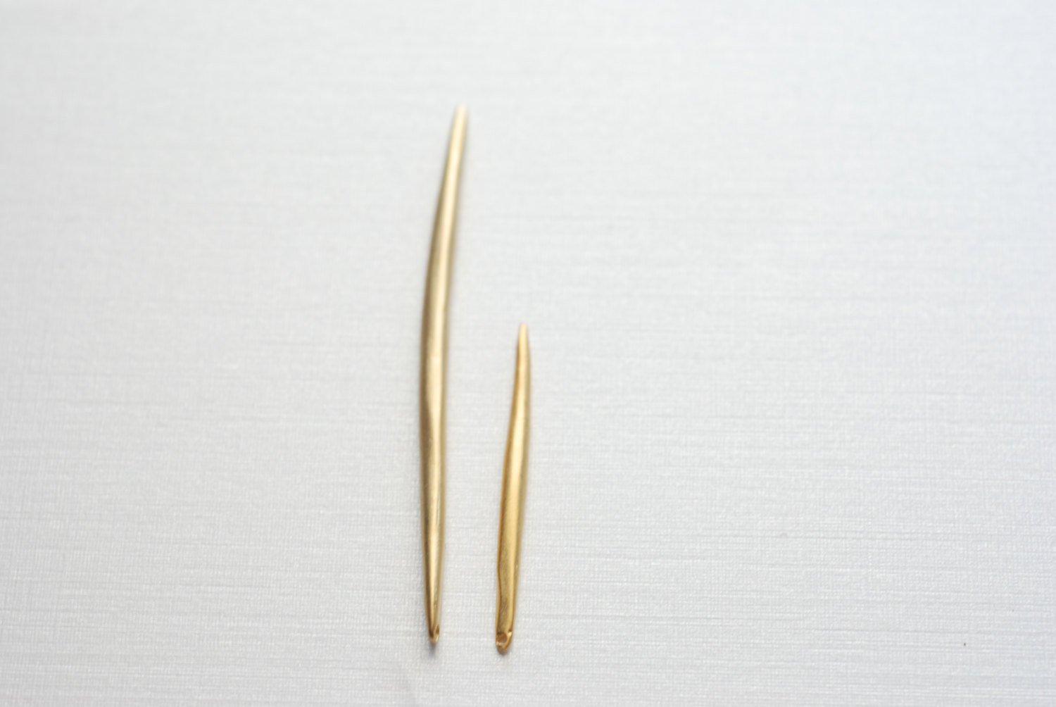 Vermeil Gold Matte Skinny Needle-Vermeil Medium Spike Needle Dagger, long and thin dagger spear spike pendant, needle, vermeil needle, 11 - HarperCrown