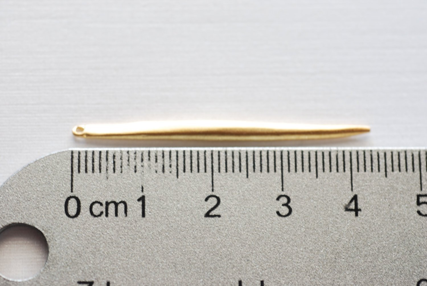 Vermeil Gold Matte Skinny Needle-Vermeil Medium Spike Needle Dagger, long and thin dagger spear spike pendant, needle, vermeil needle, 11 - HarperCrown