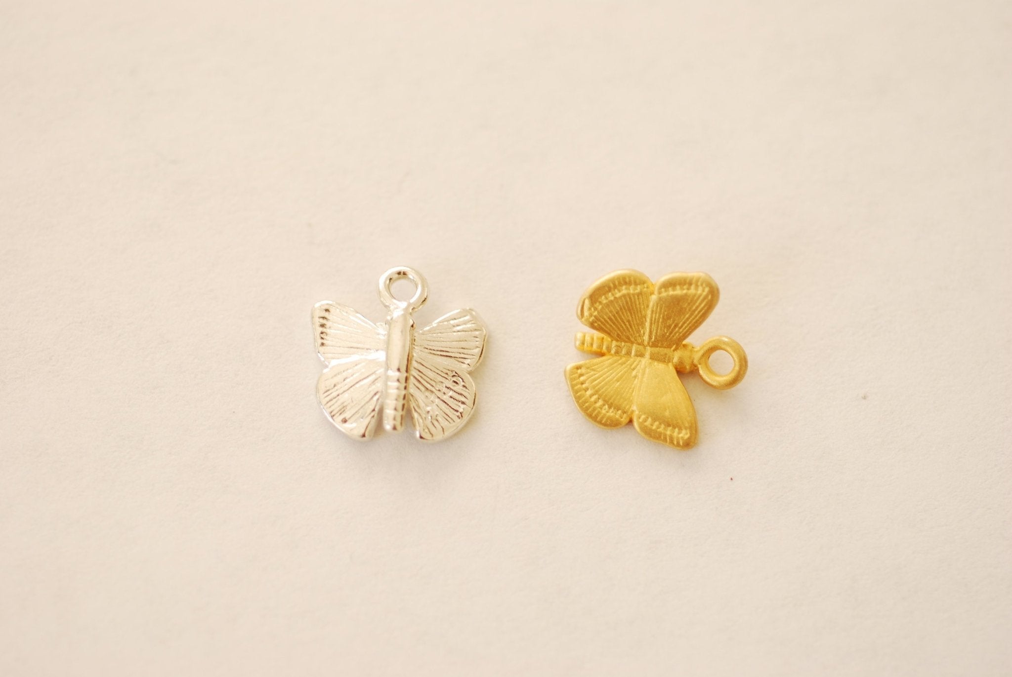Vermeil Gold or 925 Sterling Silver Butterfly Drop Charm Pendant Wholesale Bulk Necklace Charm Bracelet Charm DIY Jewelry [J353] - HarperCrown