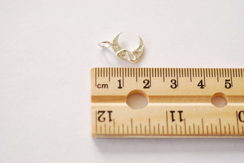 Vermeil Gold or Sterling Silver Crescent Moon Snake Charm - 18k gold plated Crescent Moon Star Snake Celestial Astrology Charm, 544 - HarperCrown